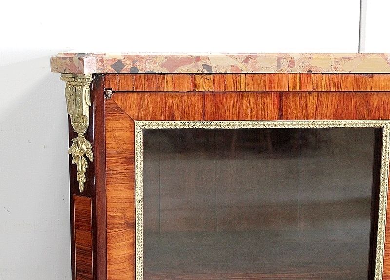 Furniture Small Display Cabinet In Blond Mahogany Veneer, Louis XVI Style – 19th Century photo