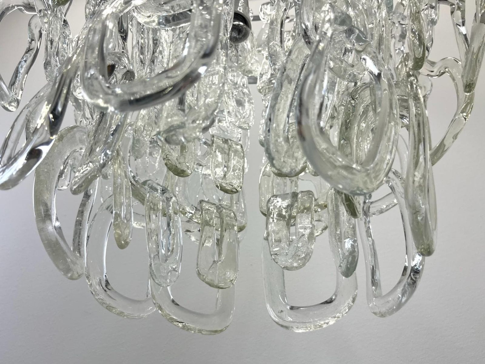 Mid Century Murano Vistosi Chandelier By Angelo Mangiarotti /Italy 60s / Modern Murano Light / Pop Art Chandelier / Murano Glass Lamp photo buy