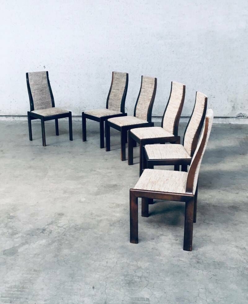 photo vintage Stel Van 6 Postmoderne Italiaanse Design Eetkamerstoelen, Jaren 1970