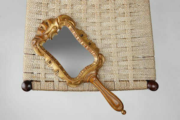 Handcrafted Wooden Hand Held Mirror, France, 1950s photo furniture