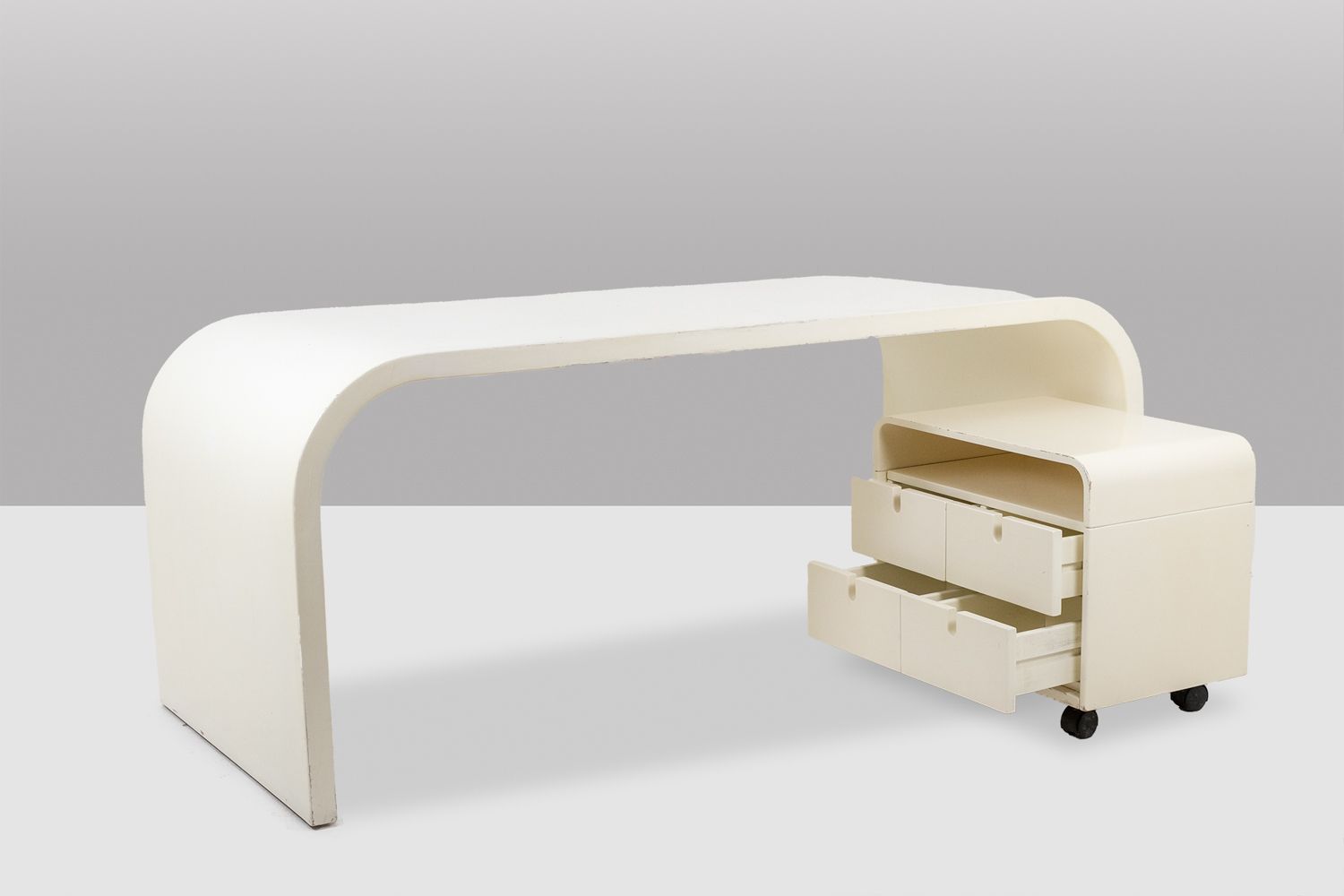 White Desk 1970, 1970s, Plywood photo vintage