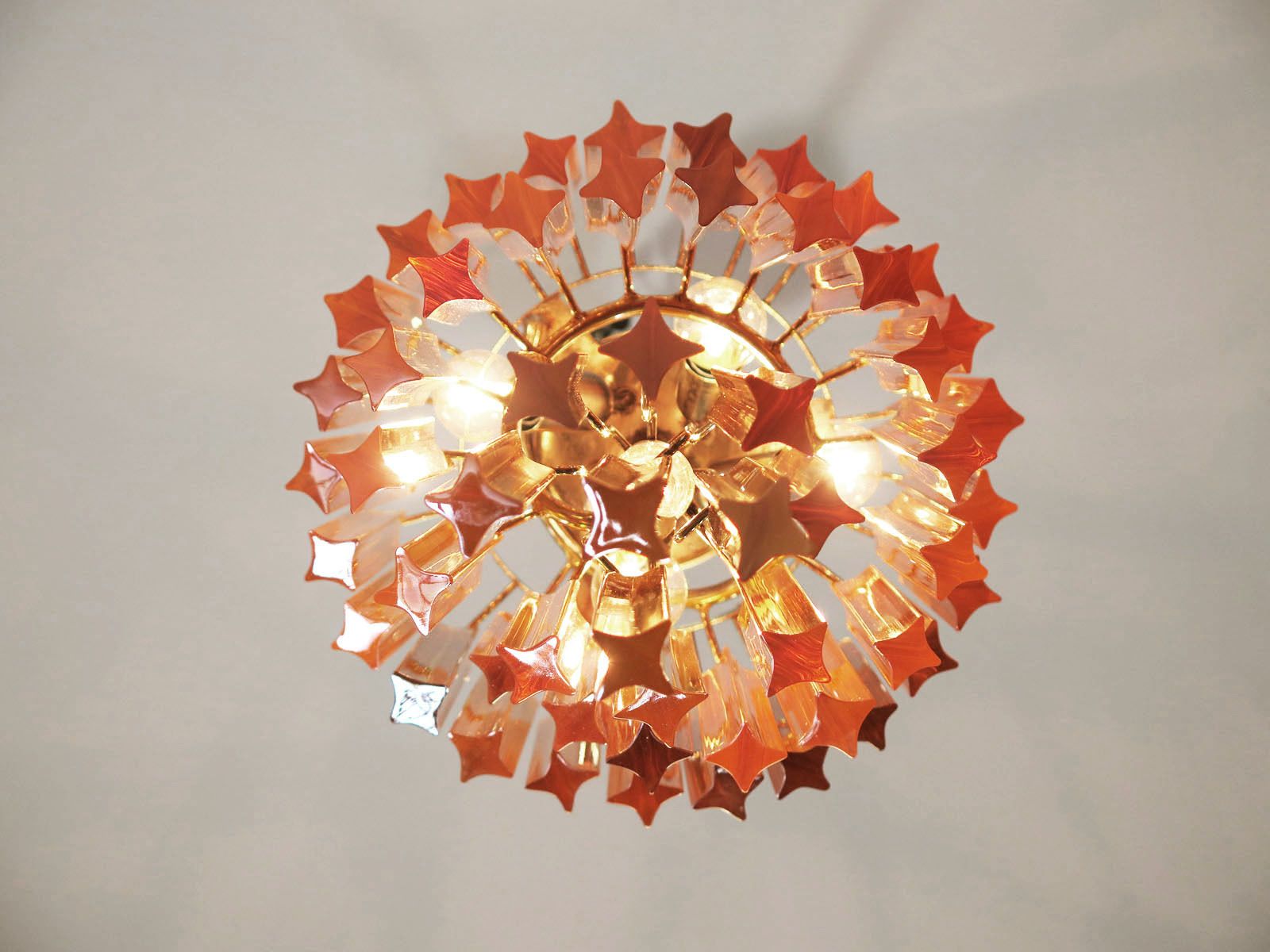 Murano Vintage Chandelier – 54 Quadriedri Amber Prisms photo Lighting