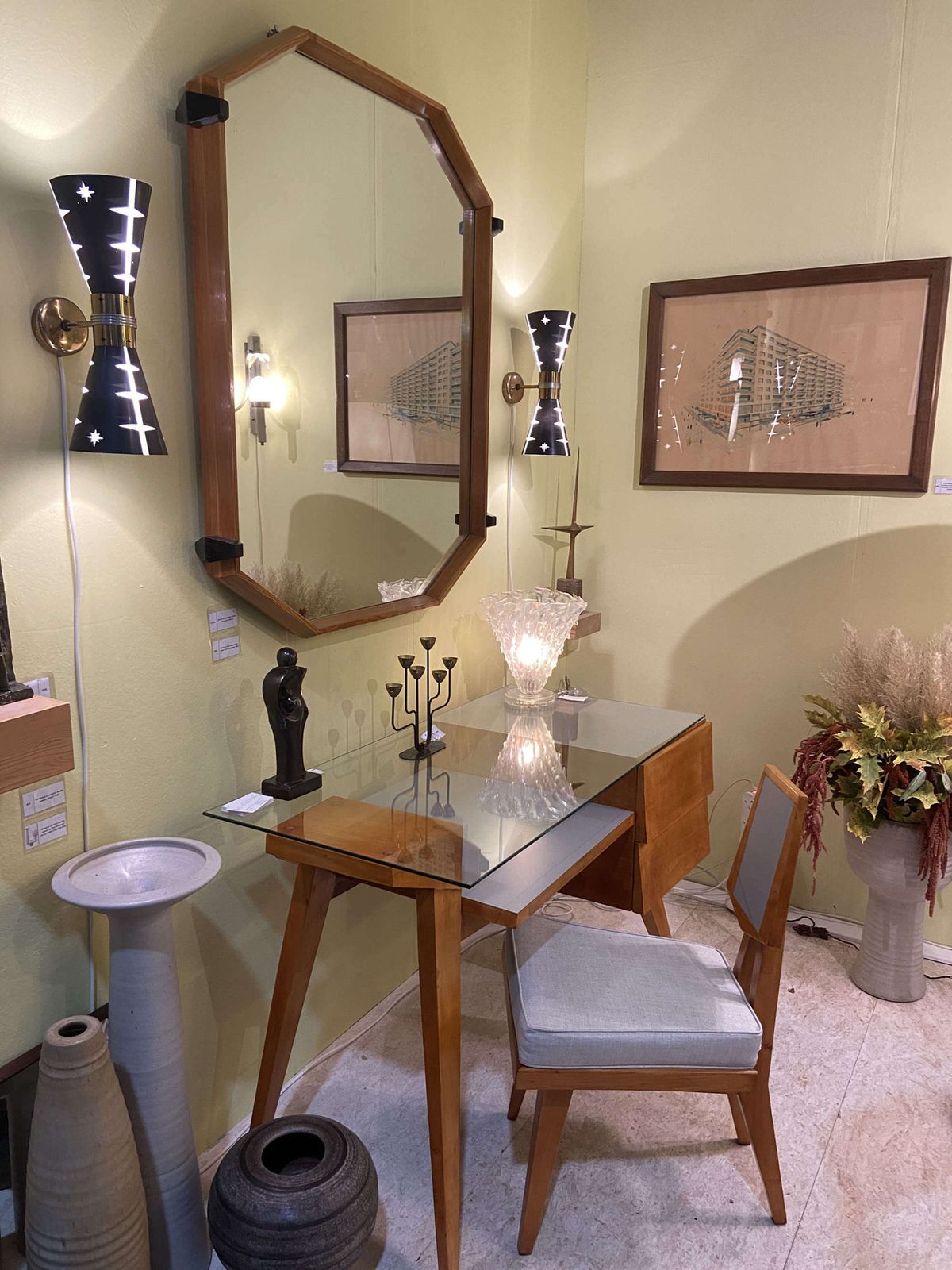 Italian 1950's Desk And Chair In The Manner Of Gio Ponti photo vintage