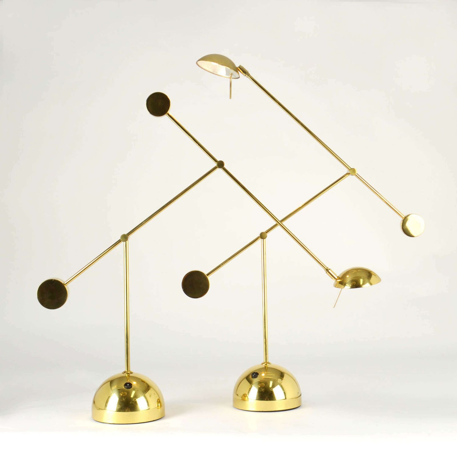 Pair Of Counter Balance Table Lamps Minimalist In Brass 1970s photo vintage