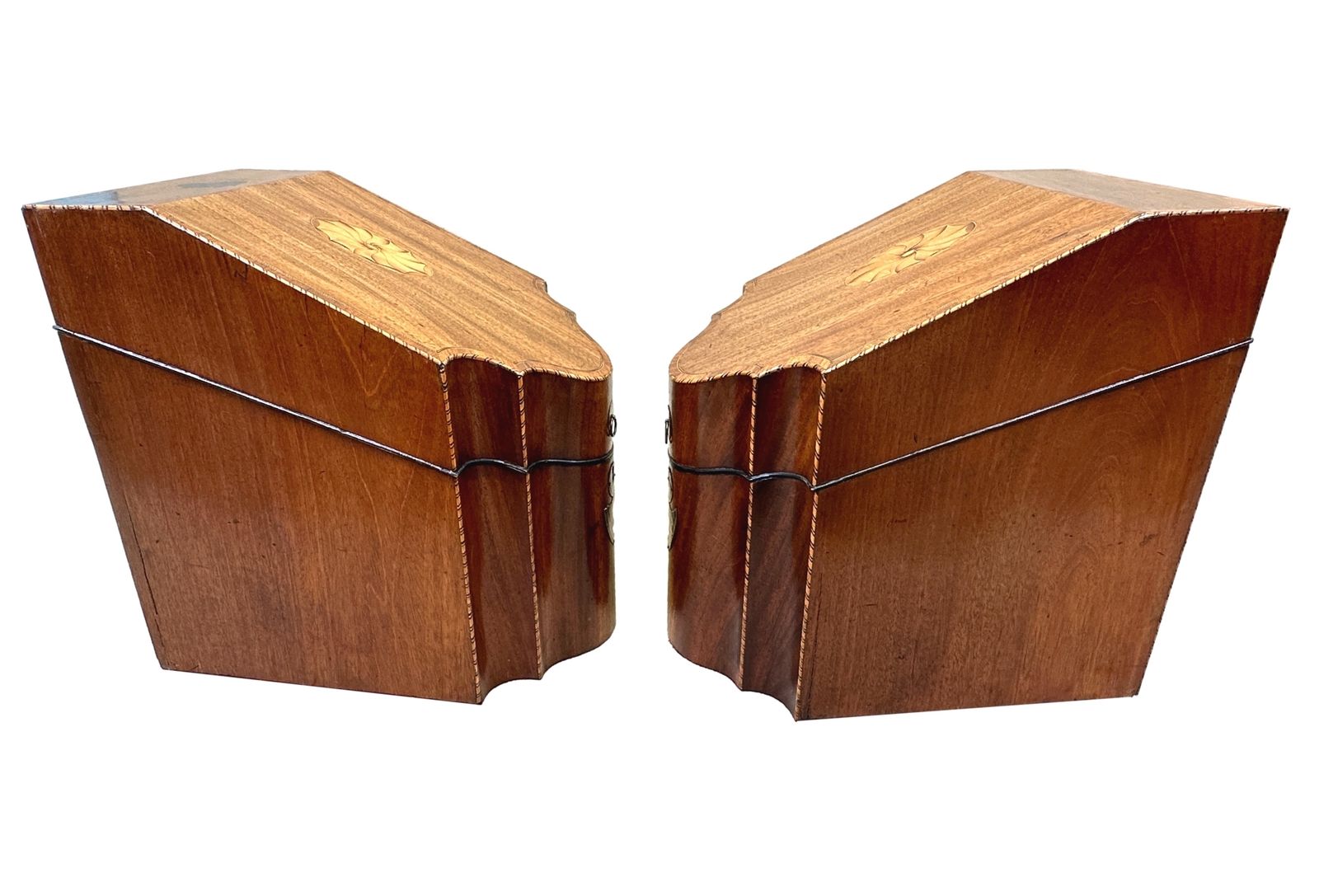 Georgian Mahogany Pair Of Knife Boxes (England, Circa 1790) photo vintage