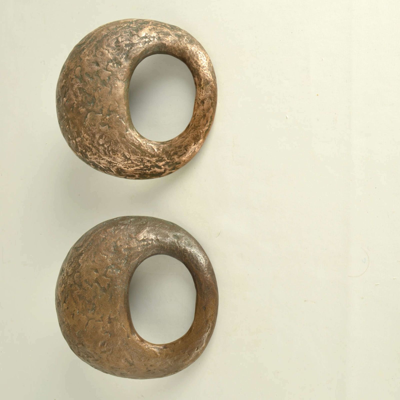 Pair Of Round Bronze Relief Door Handles With Oval Grip photo 1950.0