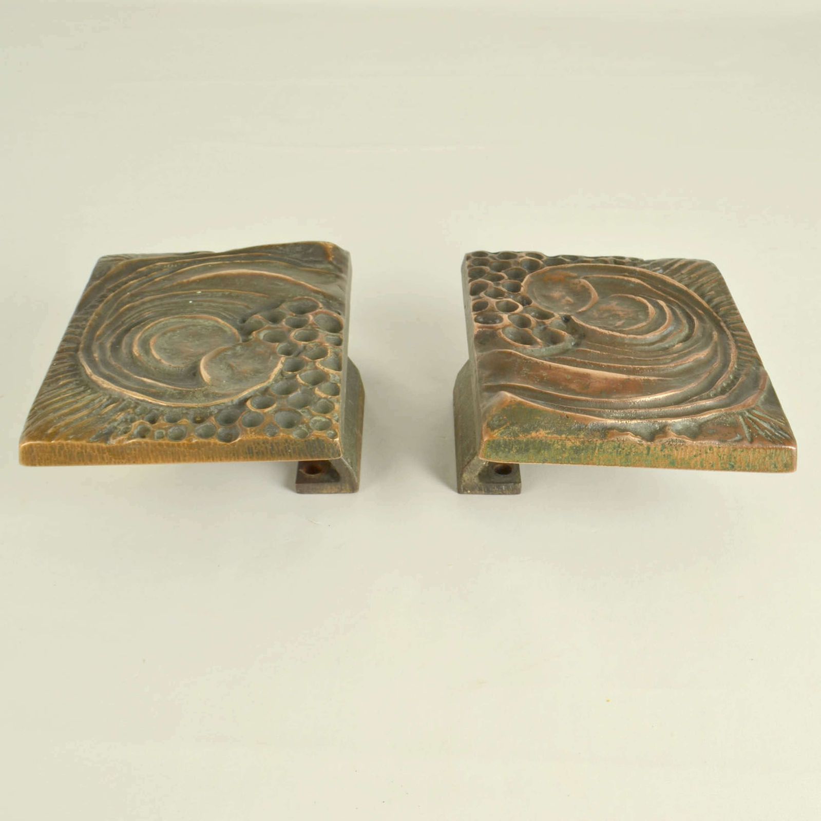 Pair Of Bronze Square Door Handles For Push & Pull With Organic Relief photo Home Fixtures