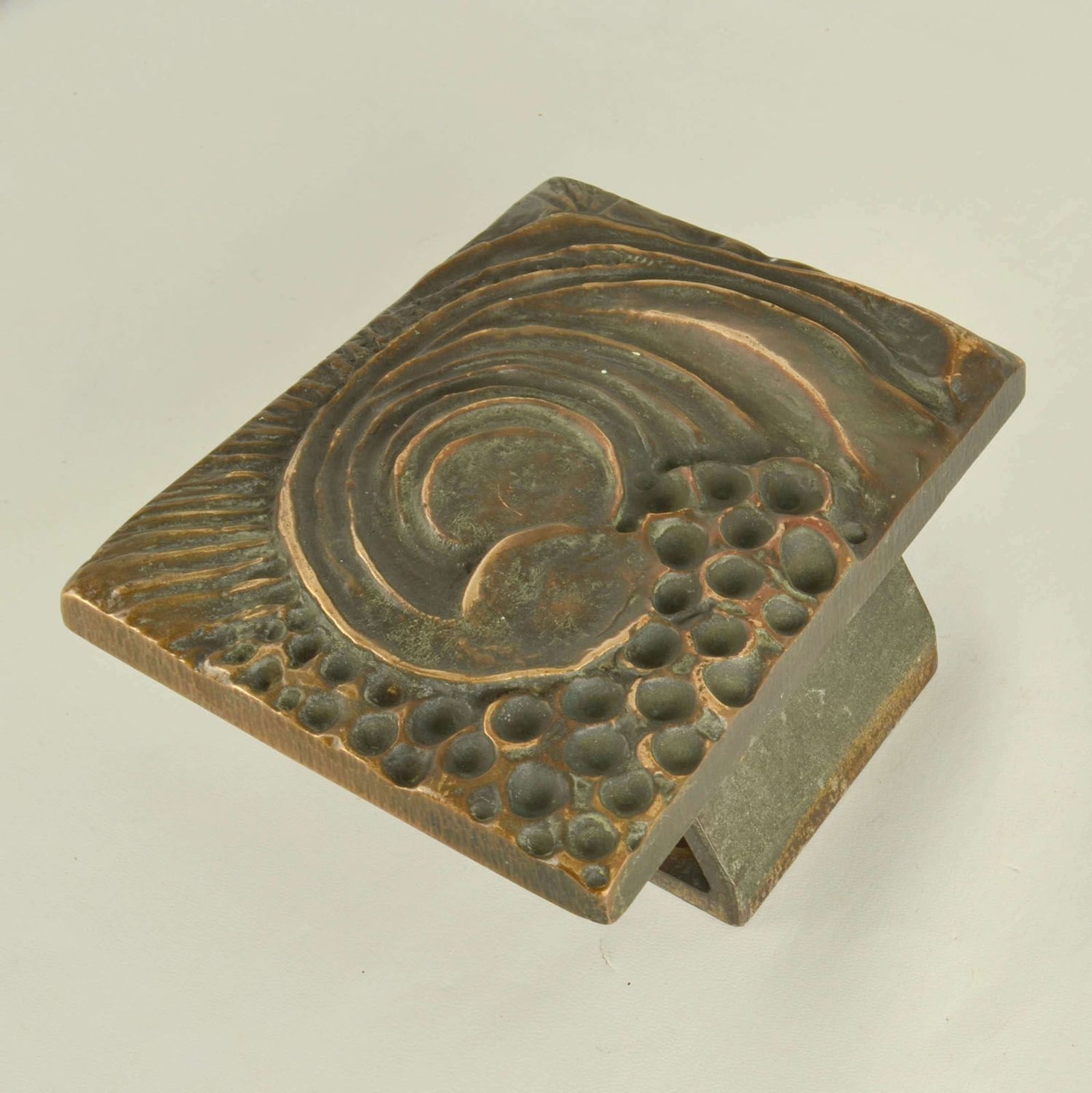Pair Of Bronze Square Door Handles For Push & Pull With Organic Relief photo vinterior