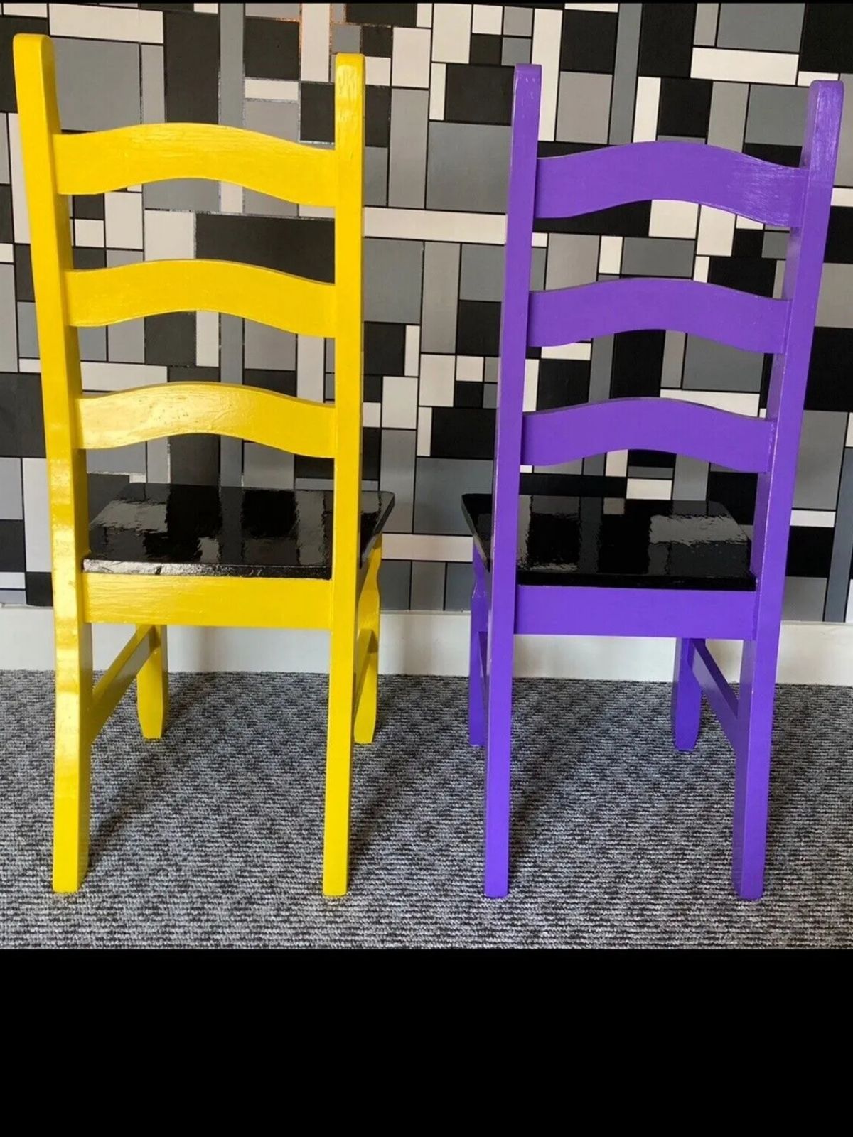 Upcycled ‘Rainbow’ #Blackseat Wood Chairs Hand Painted By Mc Y.  (Limited Edition) photo 249.0