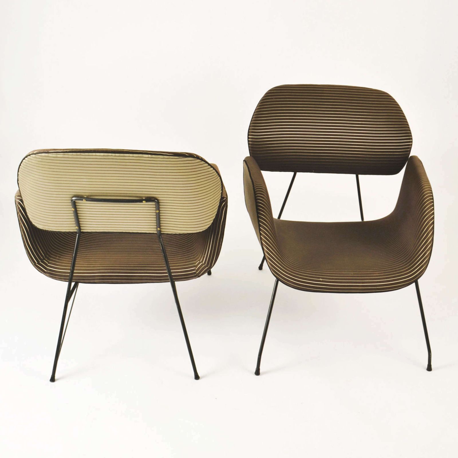 Pair Of Modernist Lounge Chairs On Metal Legs, Carlo Hauner & Eisler photo vinterior
