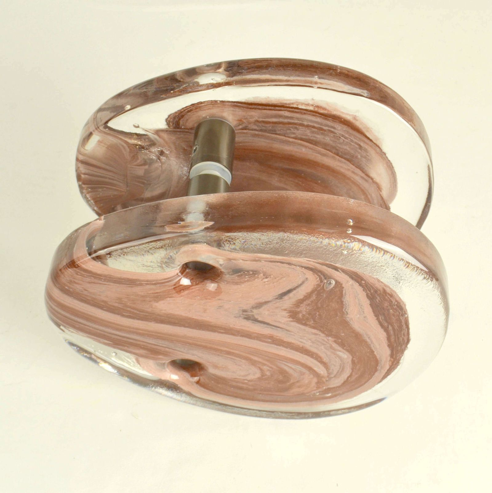 Architectural Pairs Of Pink Glass Push Pull Double Door Handles photo vintage