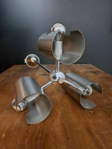1970s Stainless Pendant Light, Vintage photo furniture