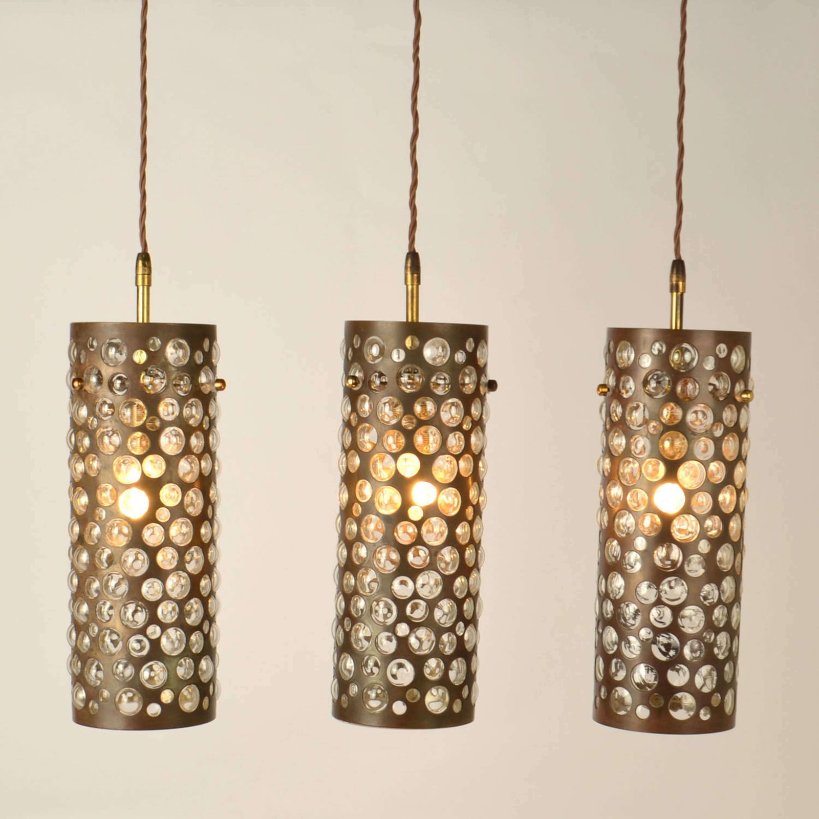 Pendant Lamps By Rupert Nikoll, Vienna, 1950's In Brass & Blown Glass photo vintage