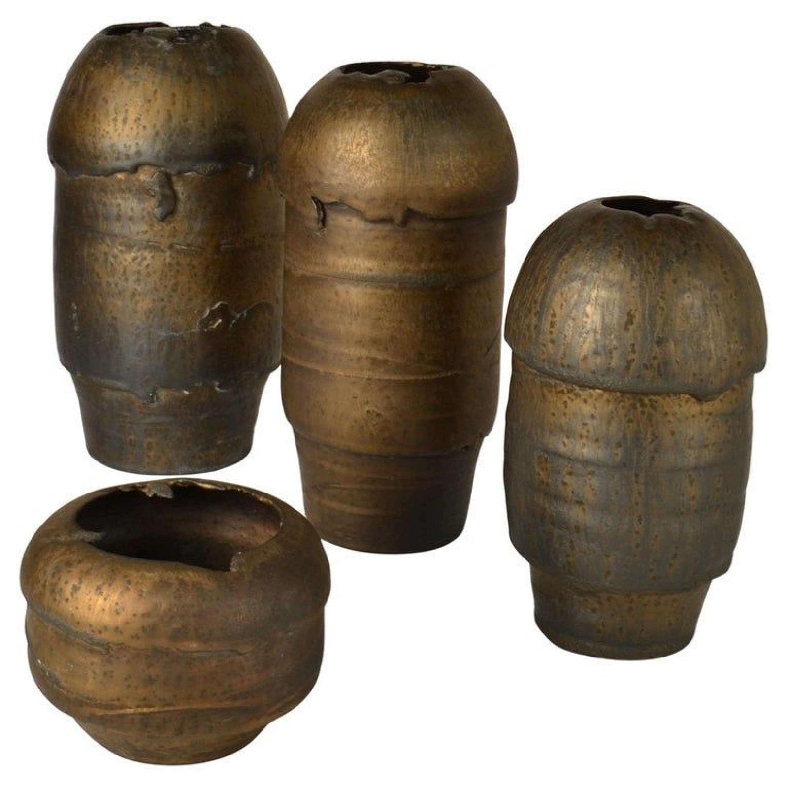 Group Of Bronze Ceramic Vases By Jaan Mobach
