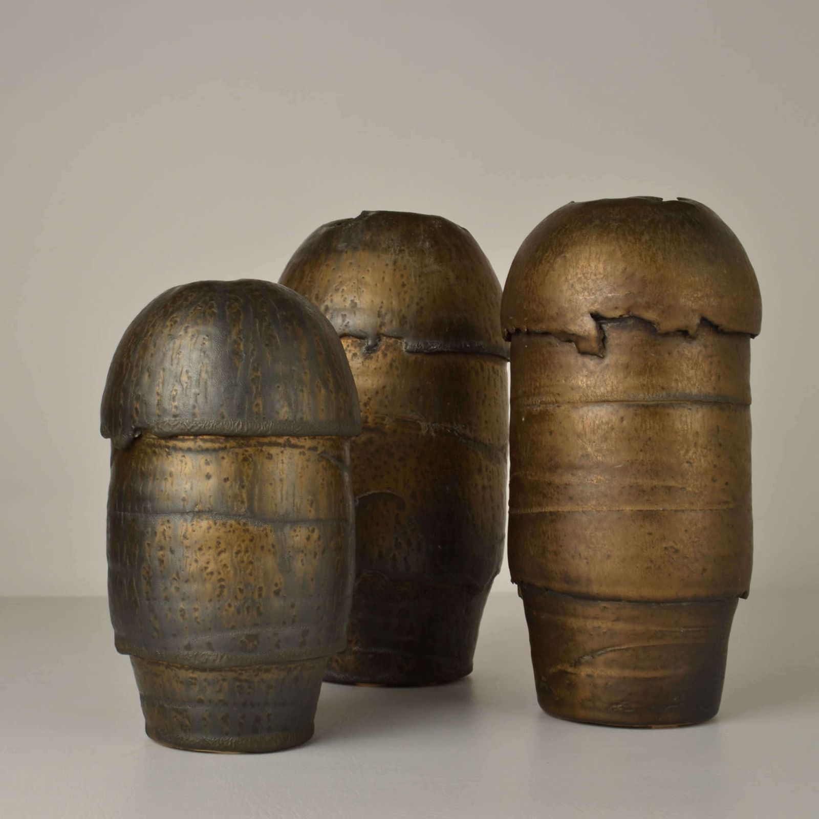 Group Of Bronze Ceramic Vases By Jaan Mobach photo furniture
