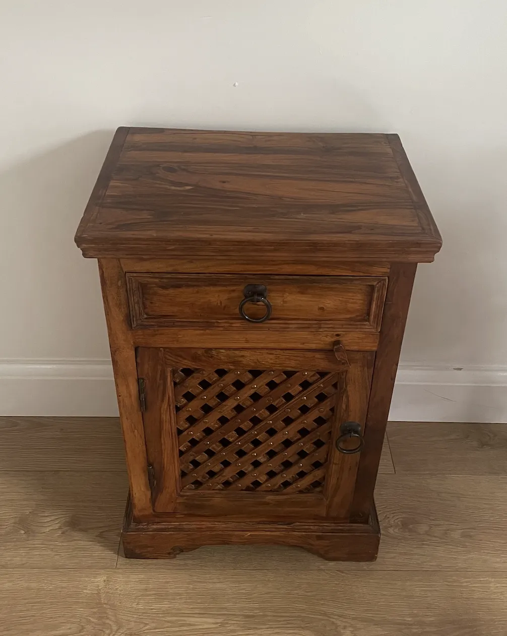 Antique Church Style Wooden Metal Detail Bedside Cabinet photo for sale