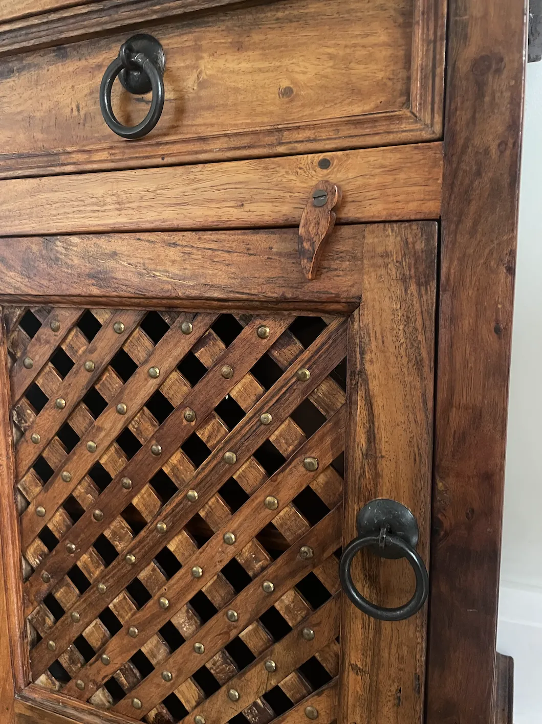 Antique Church Style Wooden Metal Detail Bedside Cabinet photo Furniture