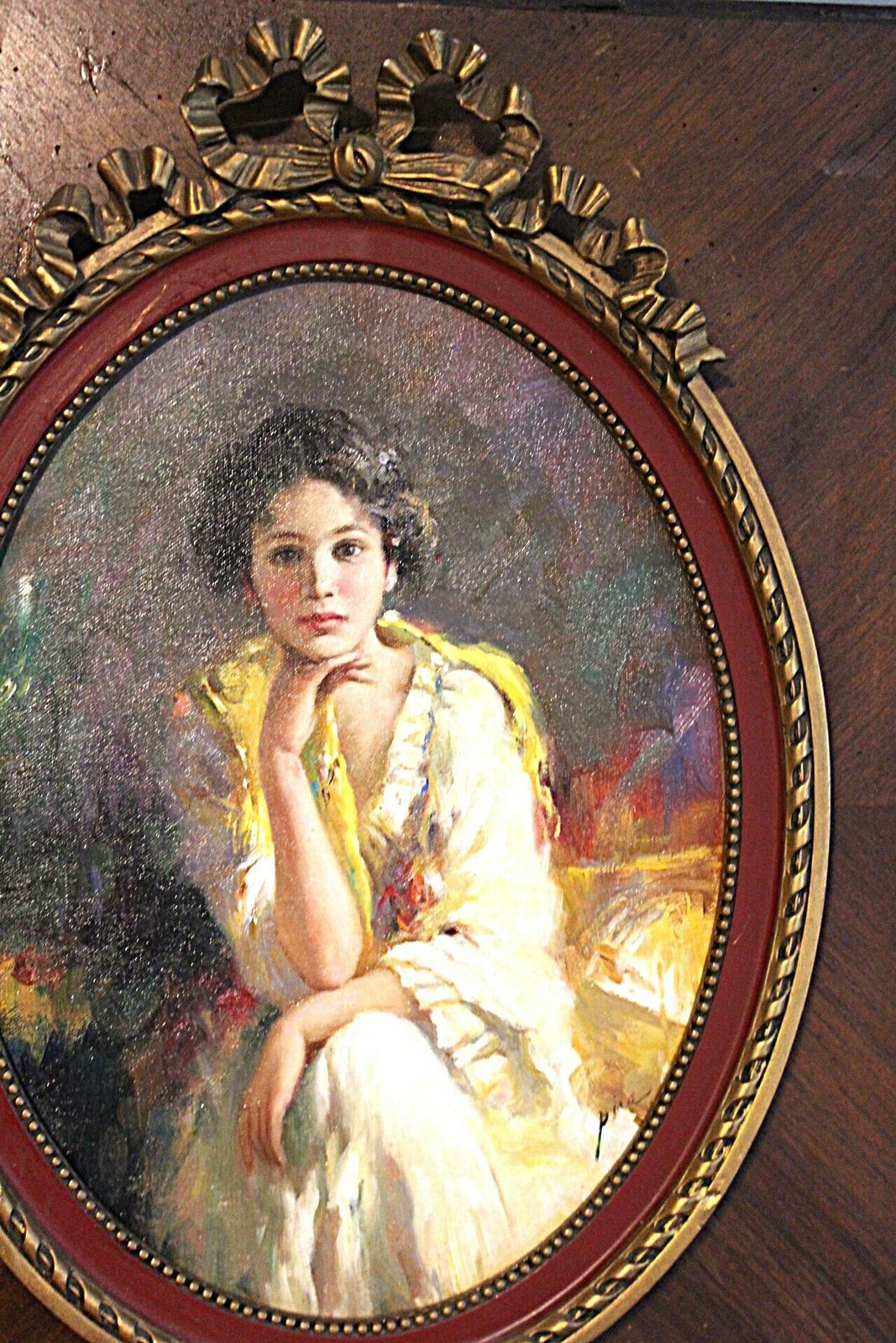 2500.0 Italian Portrait Oil On Board Of A Italian Beautiy photo