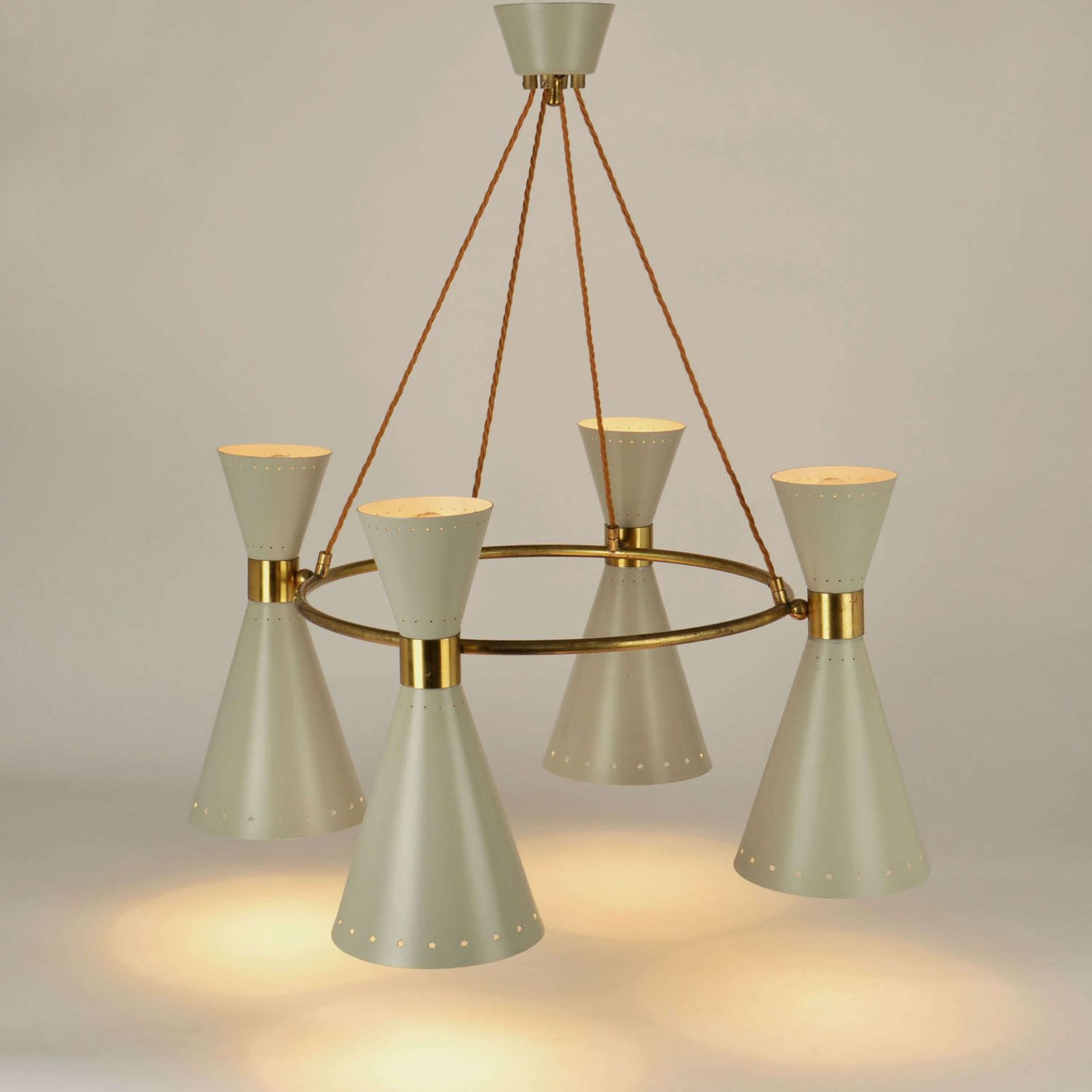 1950s Diabolo, Hourglass Chandelier Stilnovo Era, Grey Metal & Brass photo furniture