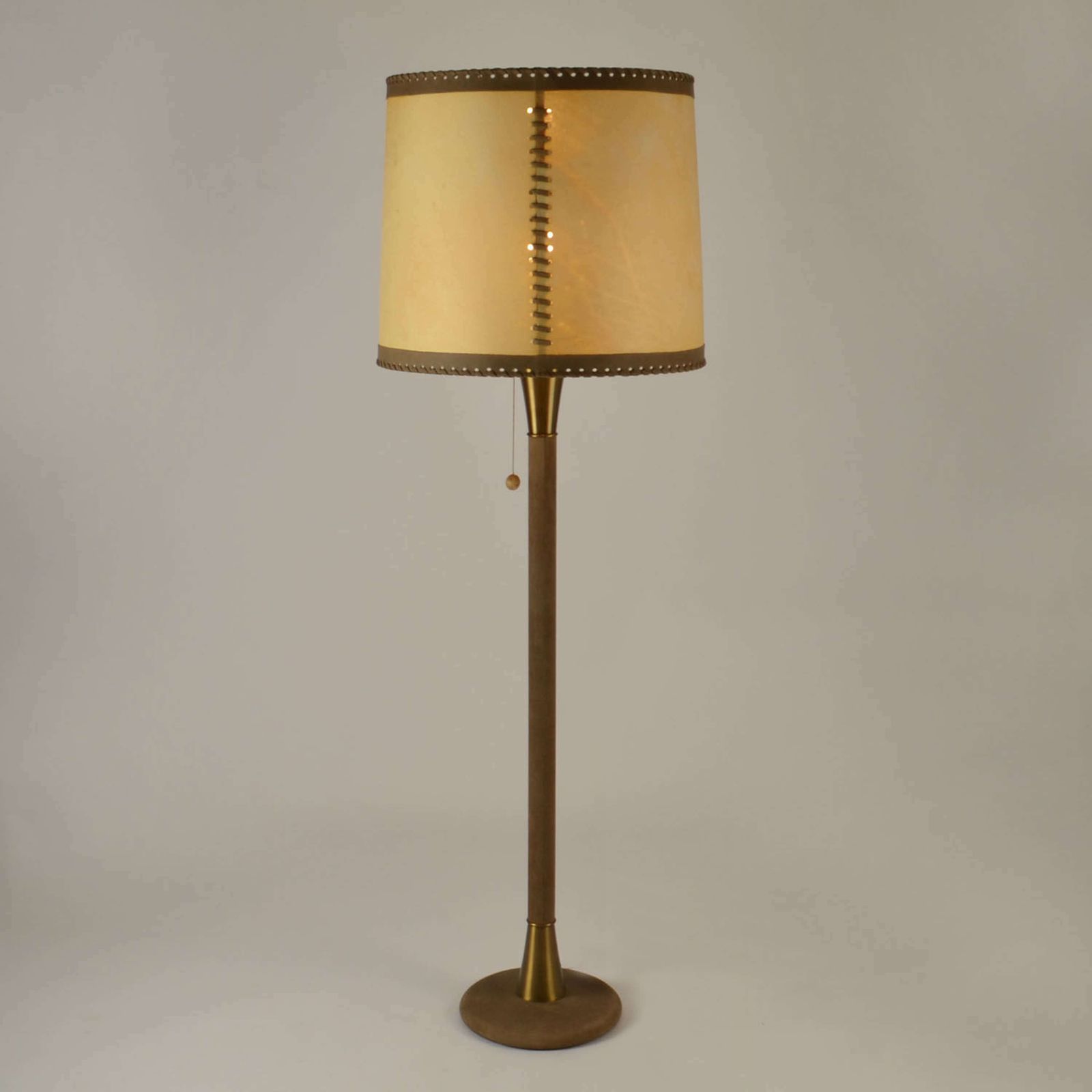 Charlotte Wawer Parchment Leather And Brass Floor Lamp 1960s photo furniture