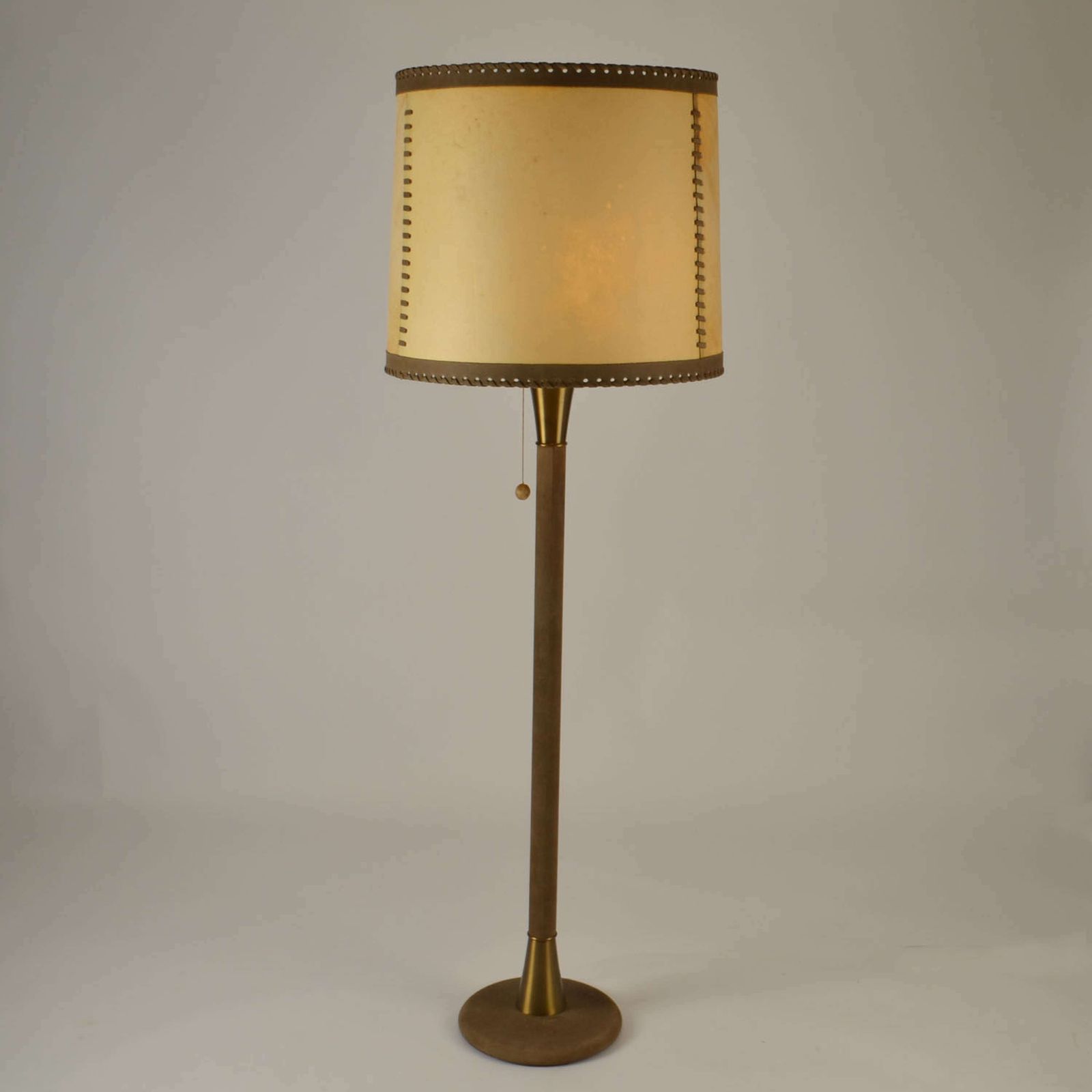 Charlotte Wawer Parchment Leather And Brass Floor Lamp 1960s photo vintage