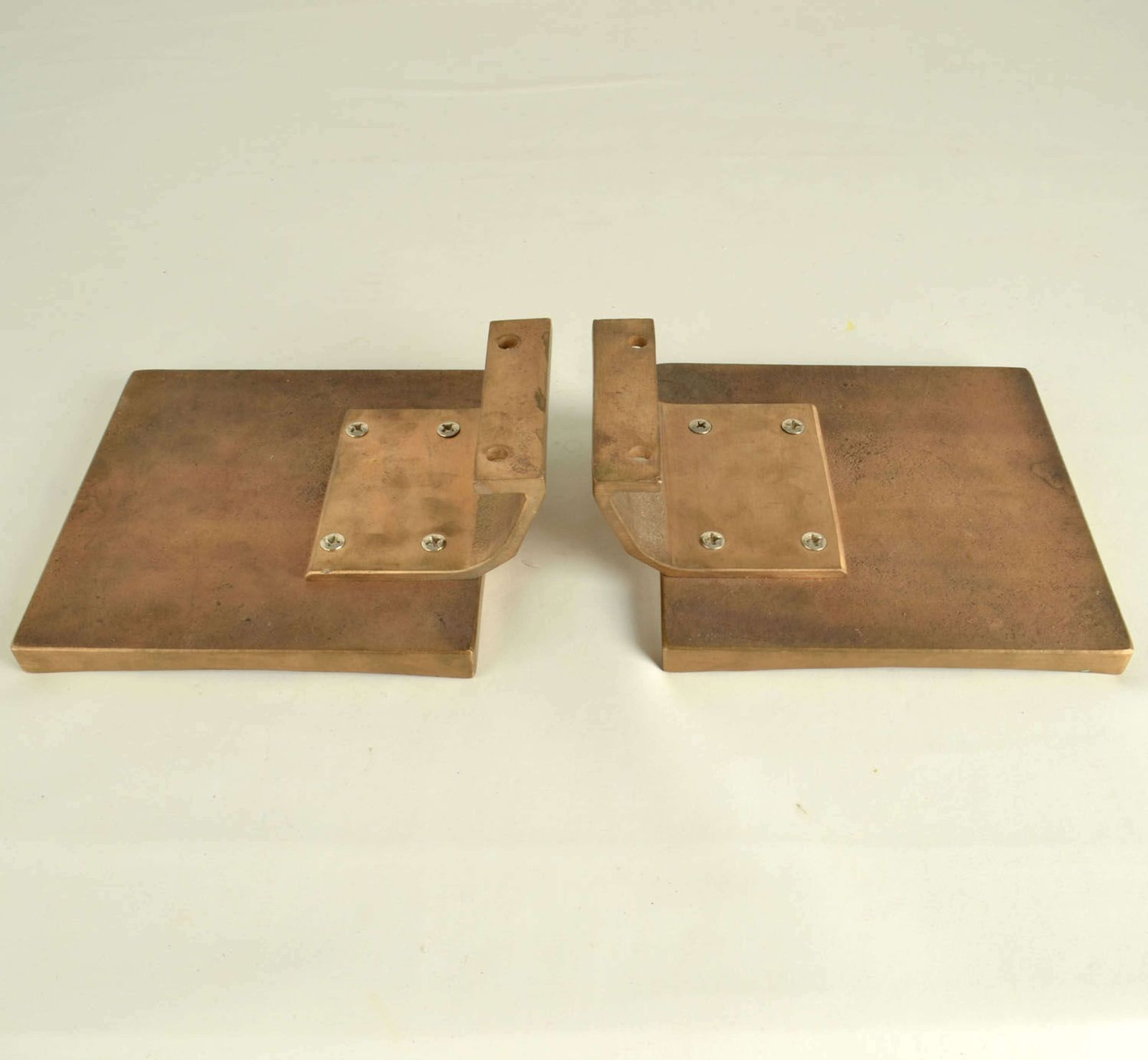 Home Fixtures Brutalist Bronze Square Push Pull Door Handles With Embossed Relief photo