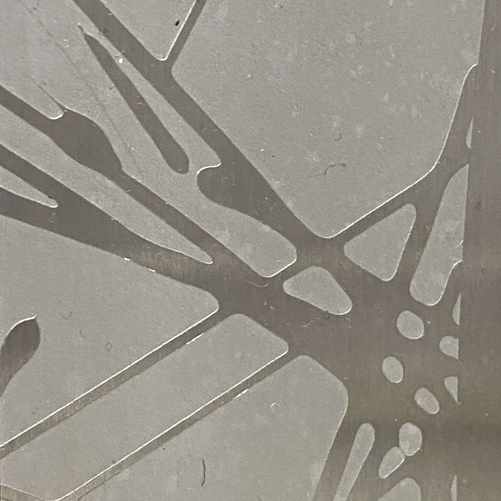 photo furniture Metal Etched Abstract Painting With Green Enamel, Dutch 1970's