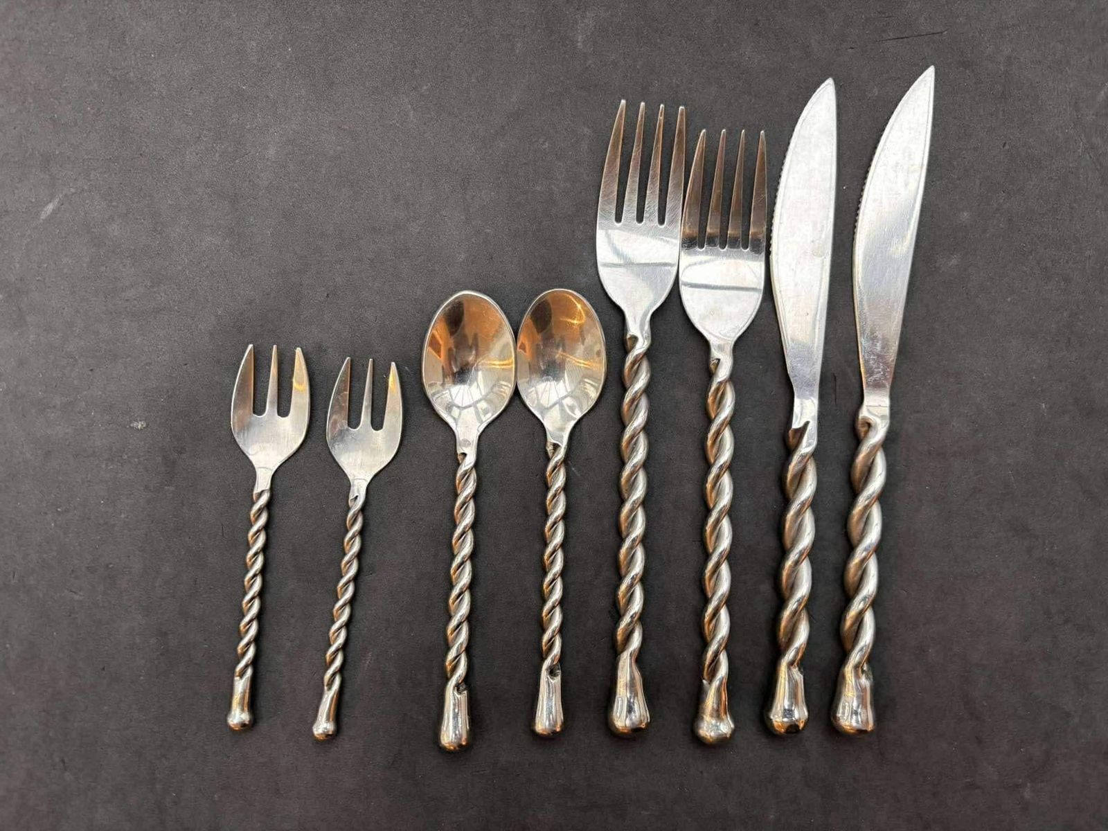 Set Of 8 Flatware Forged Cutlery French Spare Twisted Brutalist Decor Medieval Style Gift Postmodern Replacement Single Flatware photo Home Decor