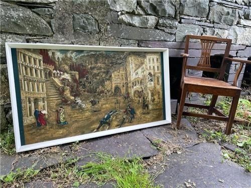Large Vintage Romeo And Juliet Verona Wall Art Fabric Print. 078 photo furniture