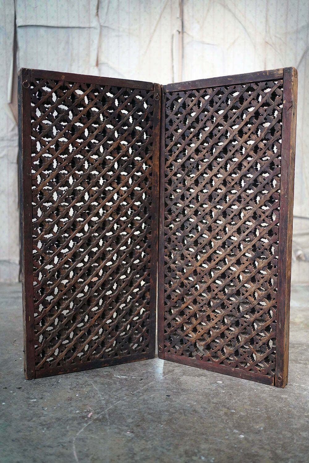photo buy A Rare Pair Of Yuan Dynasty Period Chinese Wooden Lattice Window Shutters C.1350