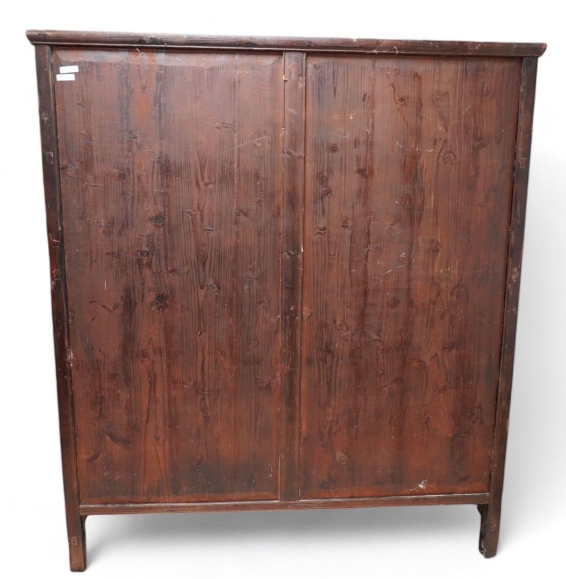 19th Century Elm Chinese Lacquered Marriage Cabinet photo vintage