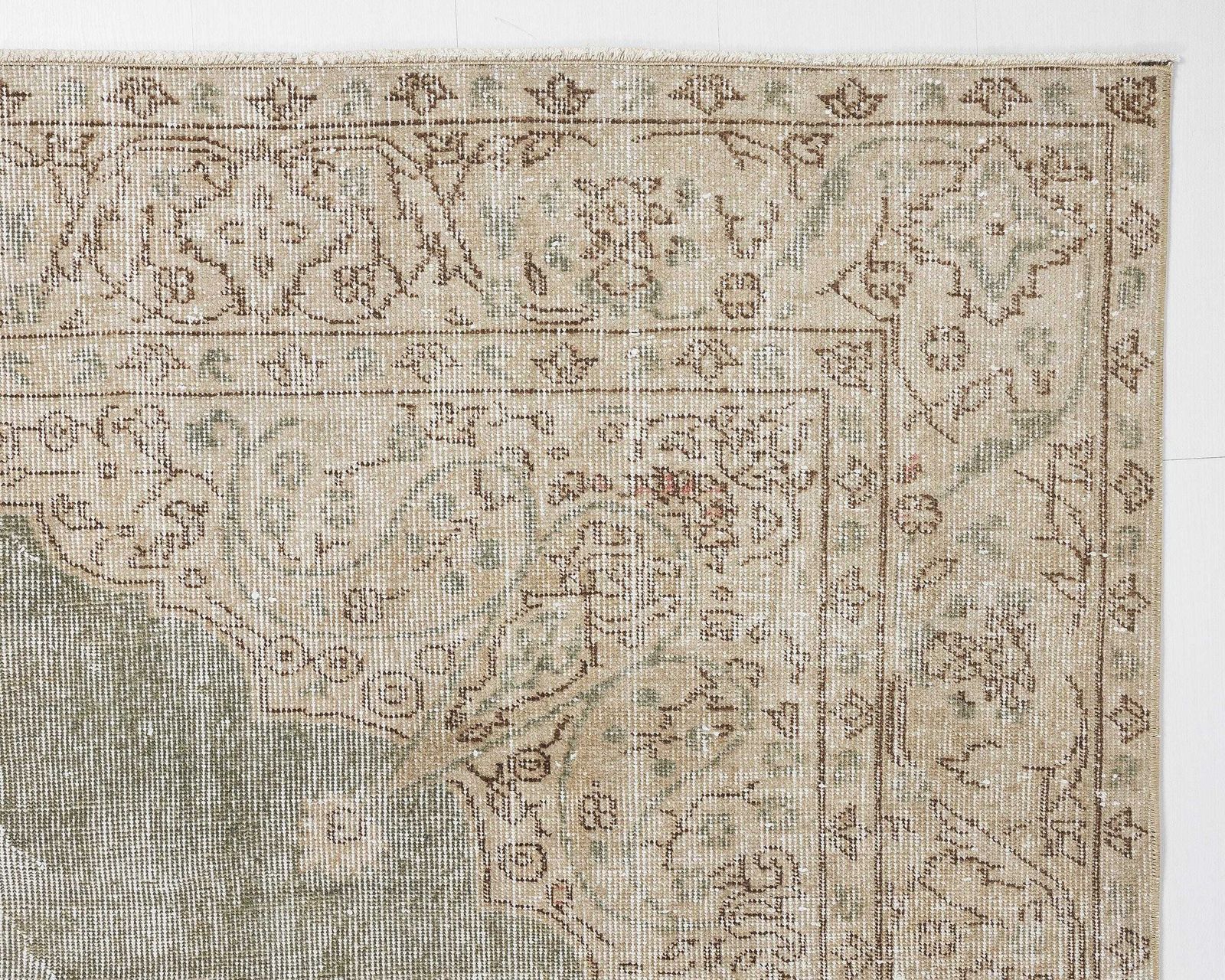 6.3x9.3 Vintage Turkish Rug, Green Rug, Low Pile Rug, Antique Rug, Anatolian Rug, Neutral Rug, Living Room Rug, Handmade Rug, Entryway Rug , photo vintage