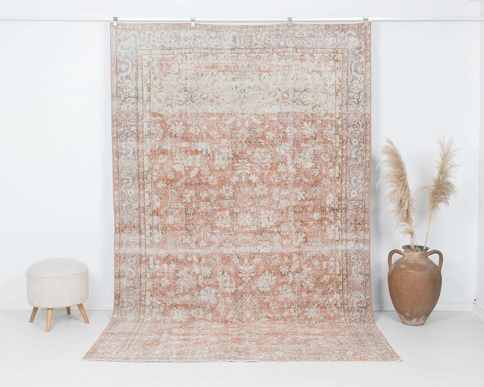 6.2 X 9.8 Feet Turkish Rug, Faded Vintage Rug, Antique Handmade Rug, Oushak Rug, Anatolian Rug, Low Pile Rug, Living Room Rug,Old Rug