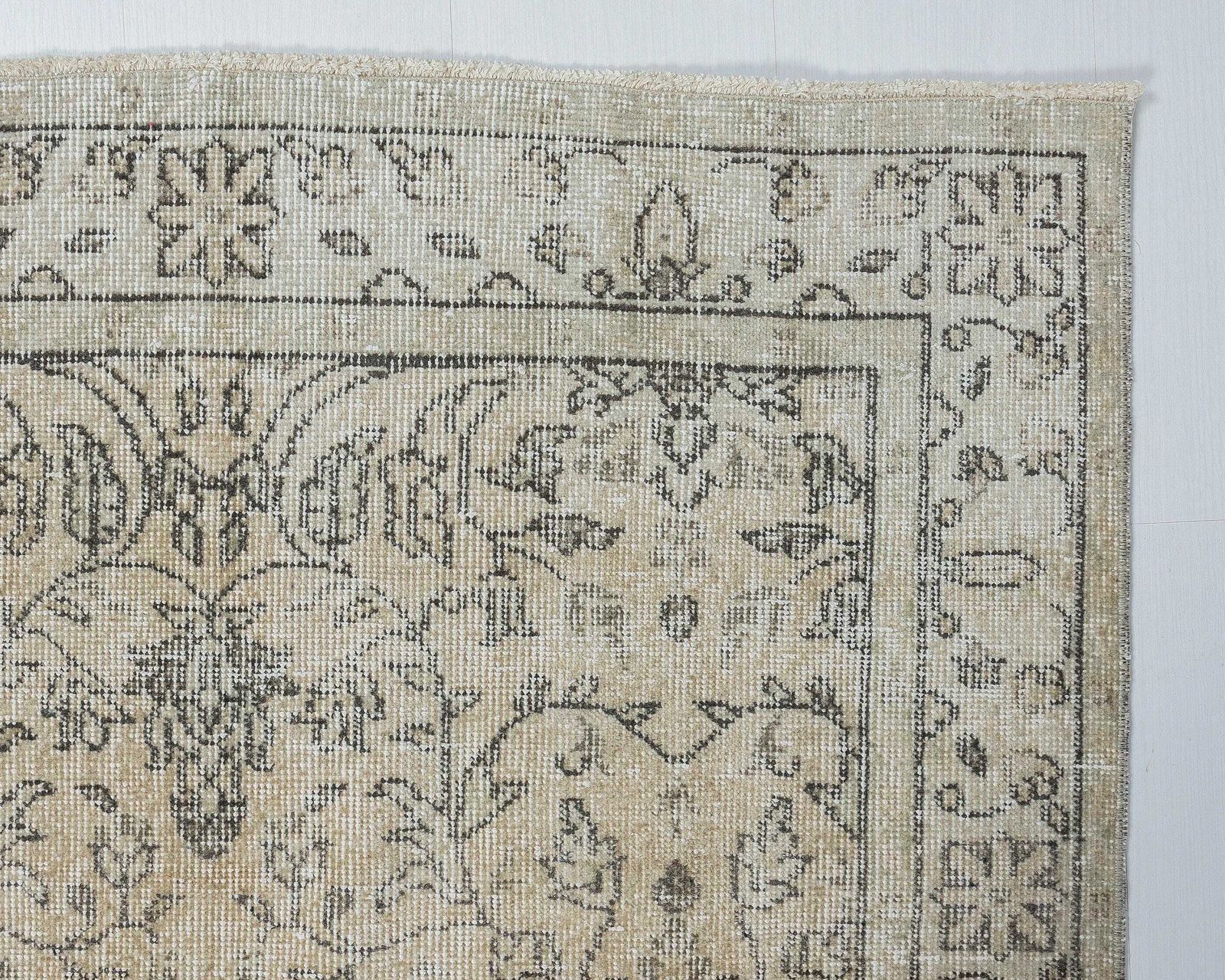 3.7 X 6.7 Vintage Rug, Neutral Turkish Rug, Antique Rug, Anatolian Rug, Low Pile Rug, Oushak Rug, Kitchen Rug, Wool Rug, Faded Rug, A4685 photo vintage