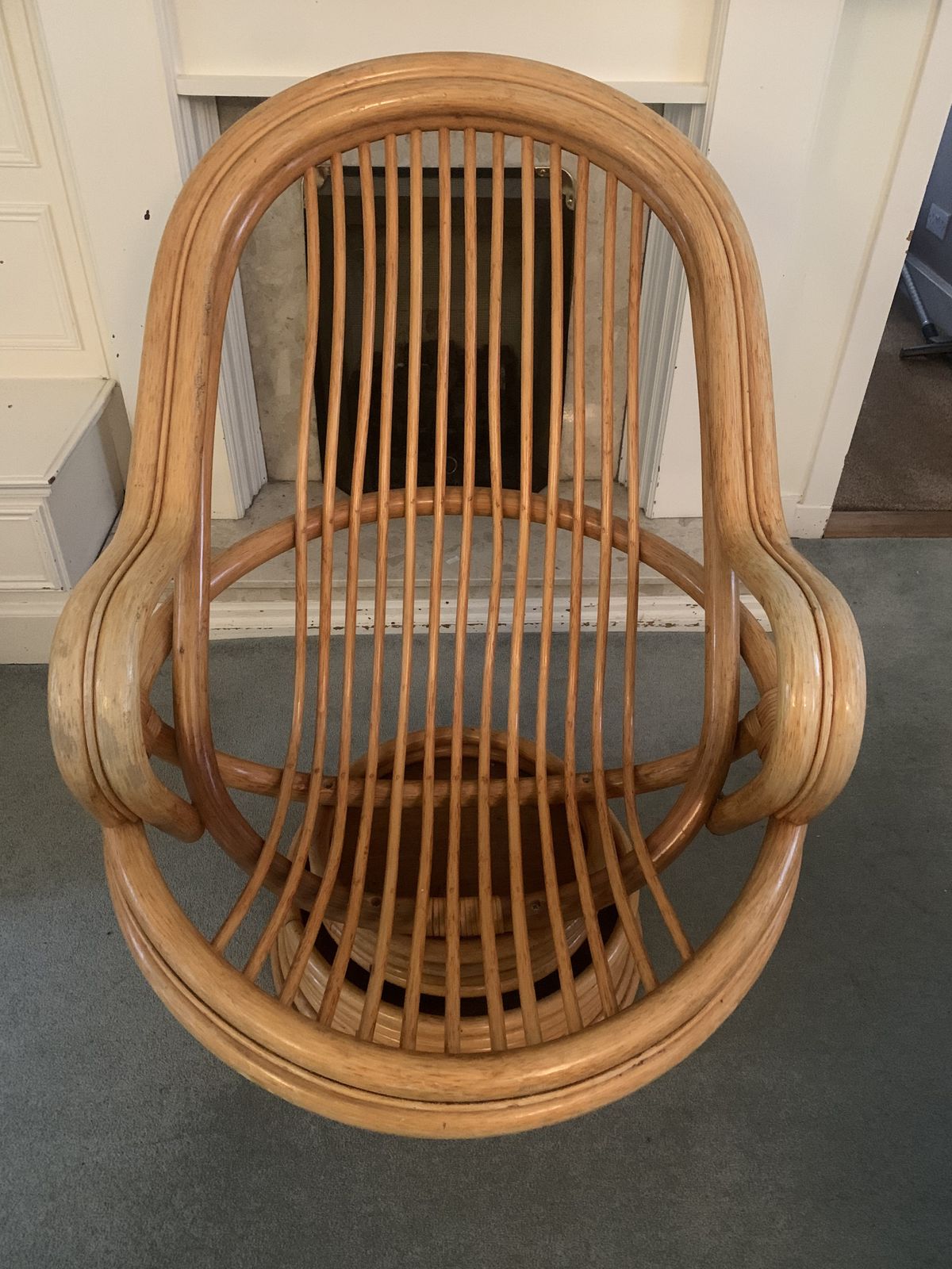 Vintage Swivel Rattan Armchair