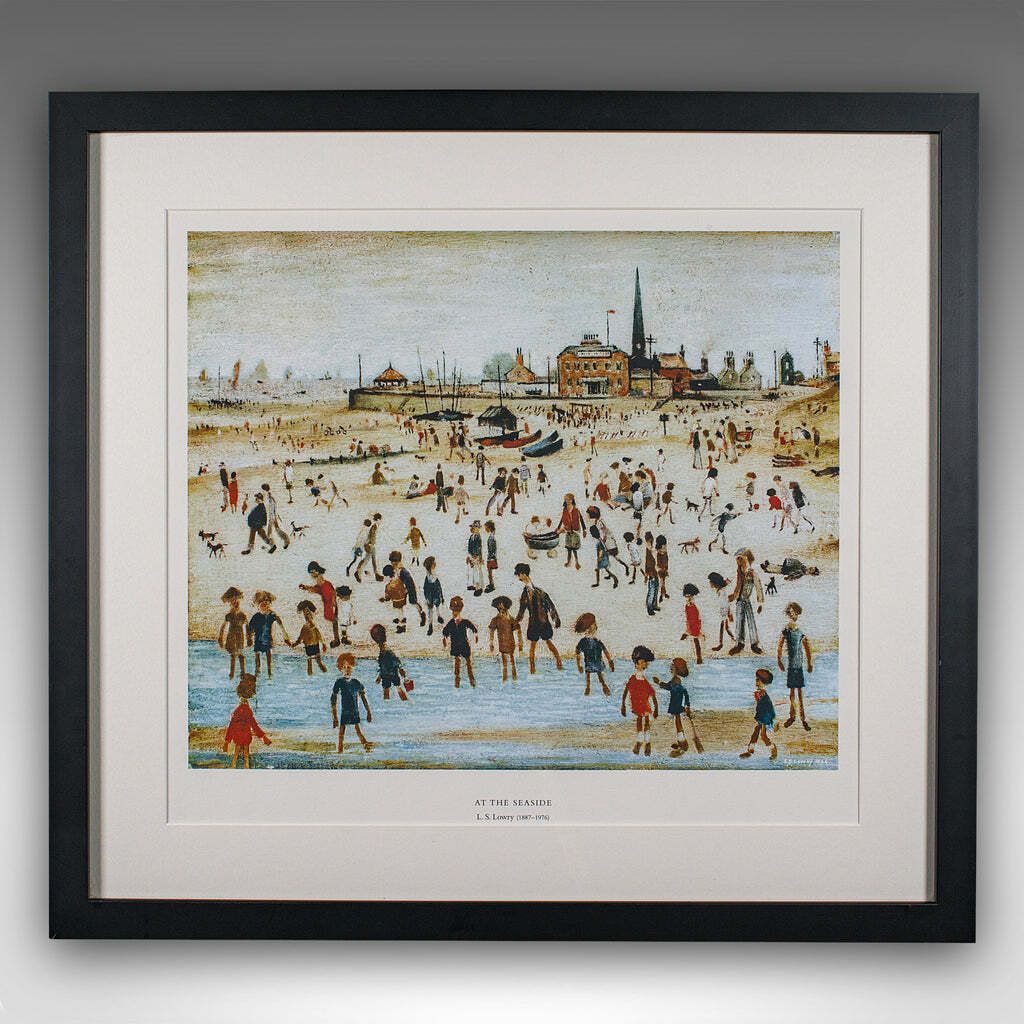 Vintage Print, At The Seaside, Ls Lowry, English, Framed Art Reproduction, 1990 photo furniture