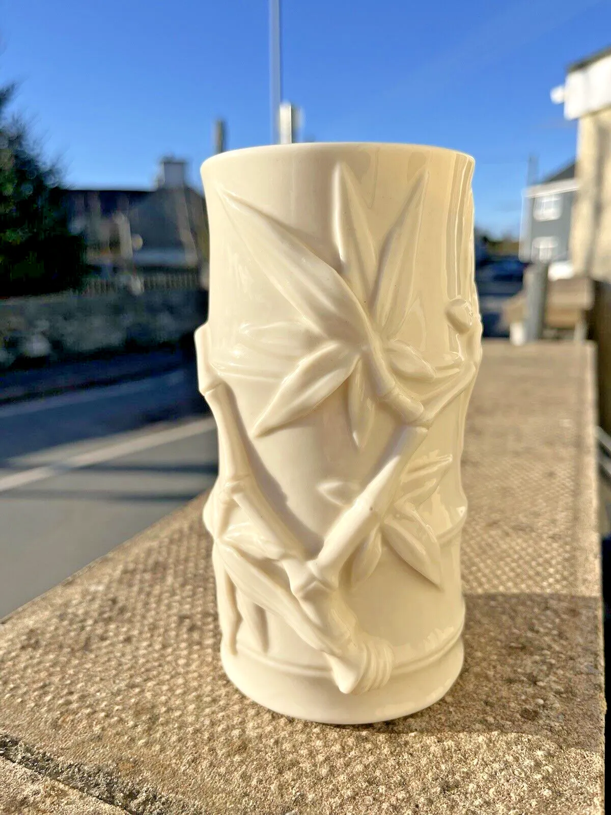 Home Decor Antique C1888 Royal Worcester Aesthetic Movement Bamboo Shoot Ivory Leaf Vase photo