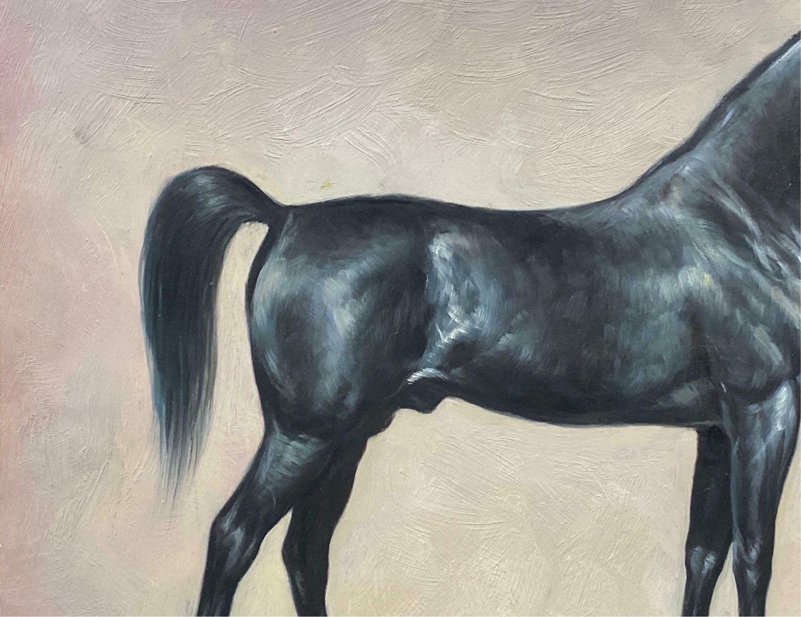 British Sporting Artfine Equestrian Horse Portrait British Oil Painting   Horse Standing20th Century photo for sale
