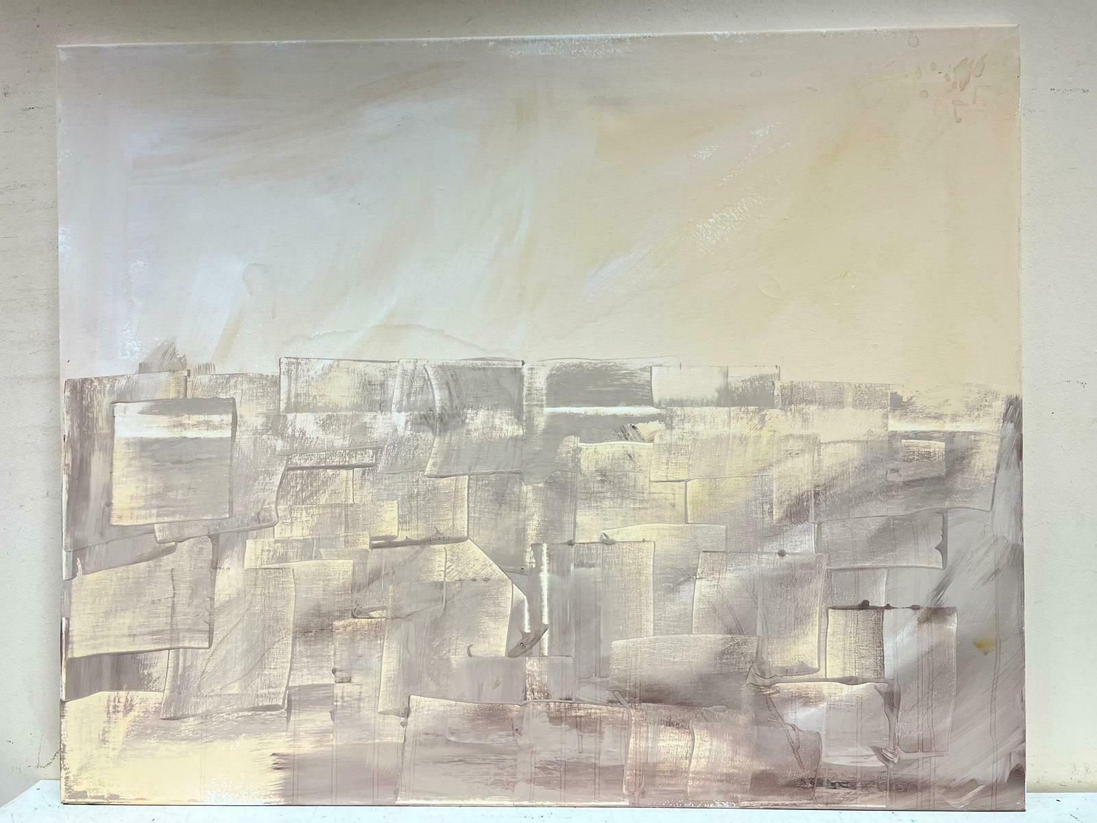 Robert Somertonhuge British Expressionist Abstract Original Painting Sand Beige Ochre Colors C. 2023 photo furniture