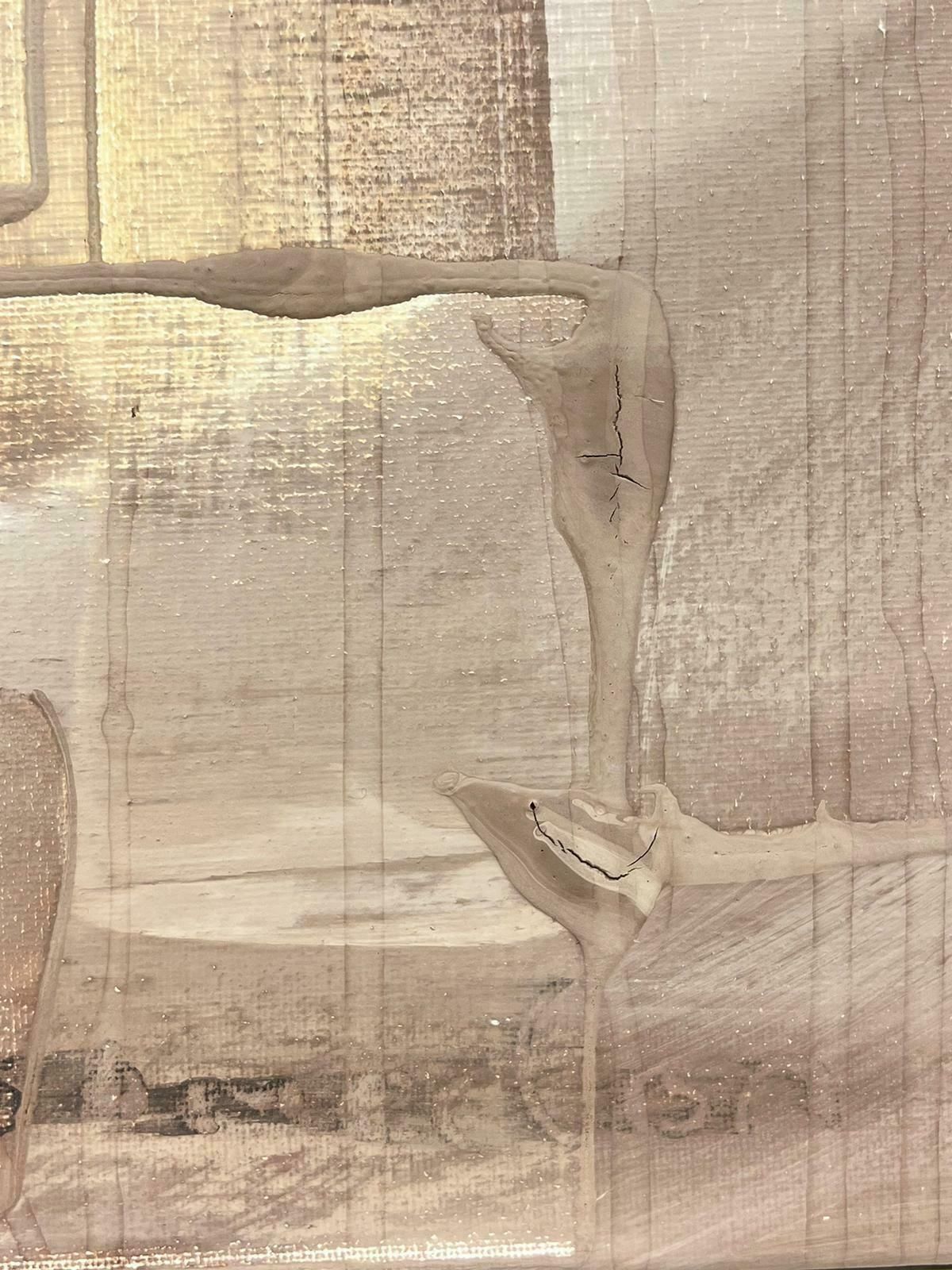 Robert Somertonhuge British Expressionist Abstract Original Painting Sand Beige Ochre Colors C. 2023 photo 1533.0