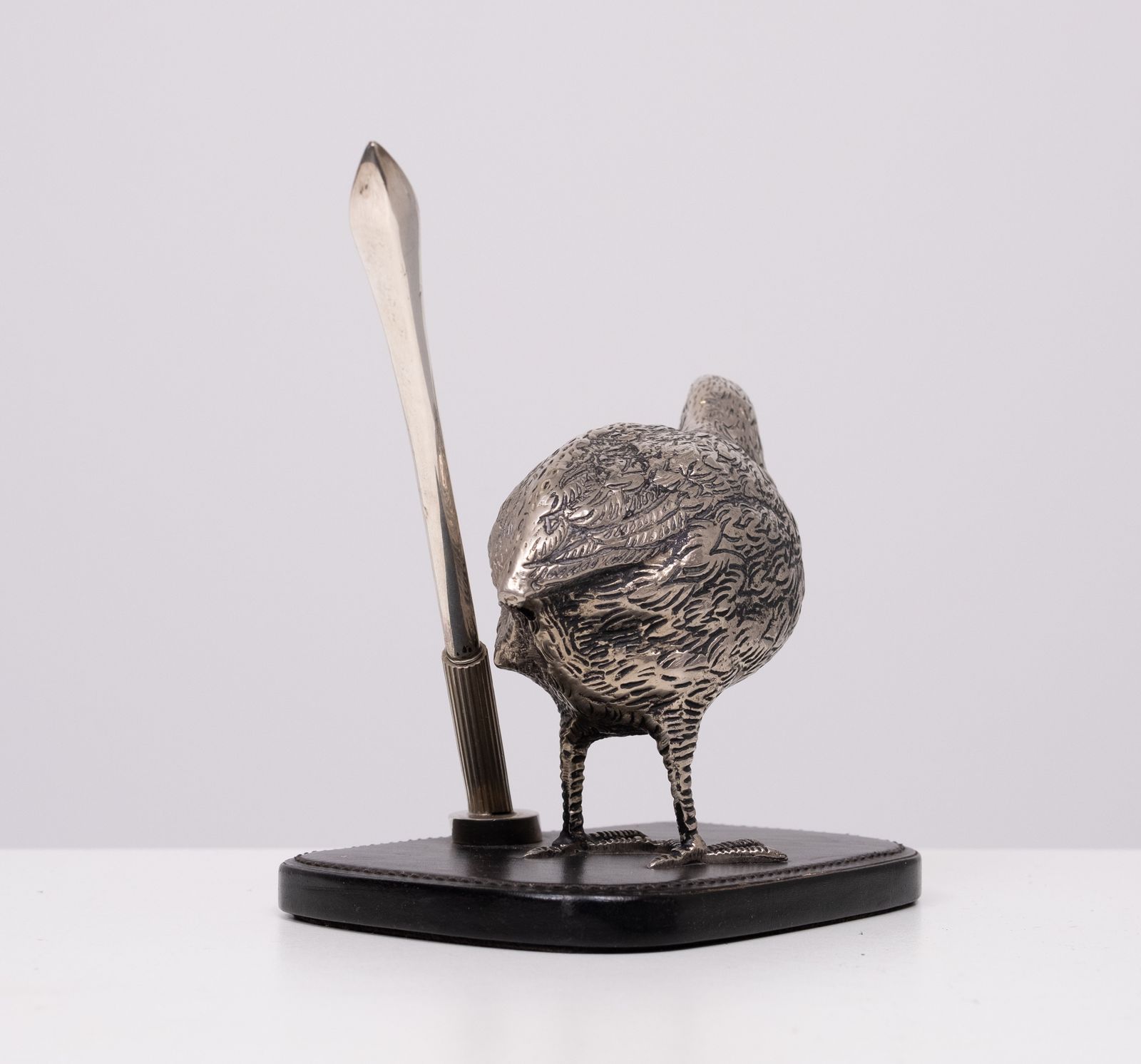 Gucci Silver Plate Quail Penholder 1970s Italy photo furniture