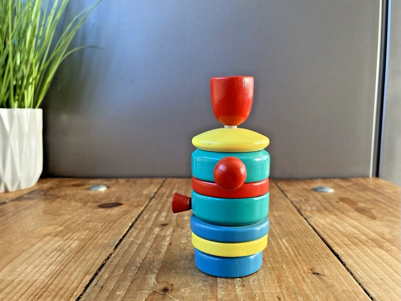 Vintage Russian Ussr Samovar Urn Multicolour Painted Wooden Toy Stacking Rings photo Home Decor