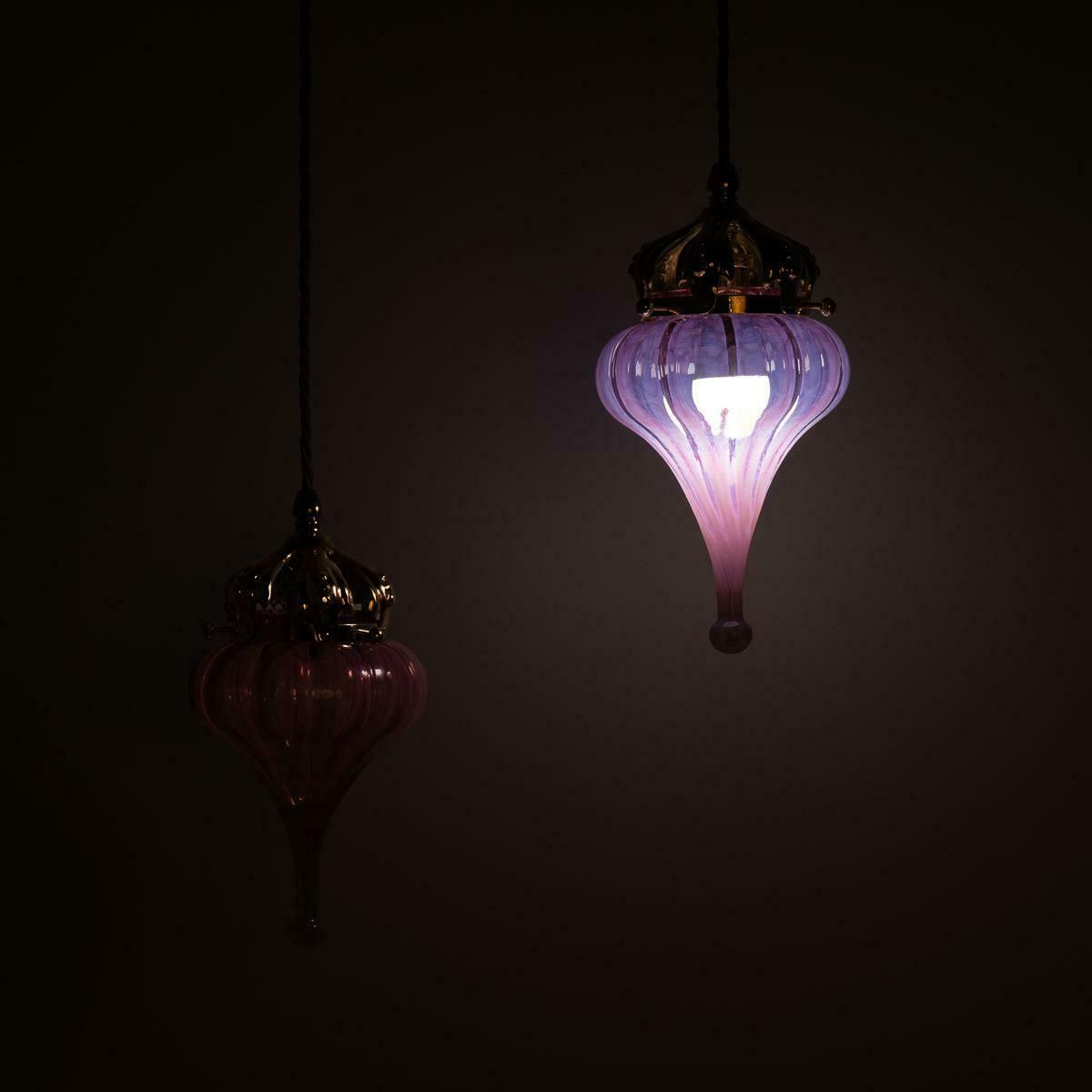 Cranberry Pink Vaseline Glass Drop Shade With Polished Brass Arts & Crafts Style Galleries photo vinterior