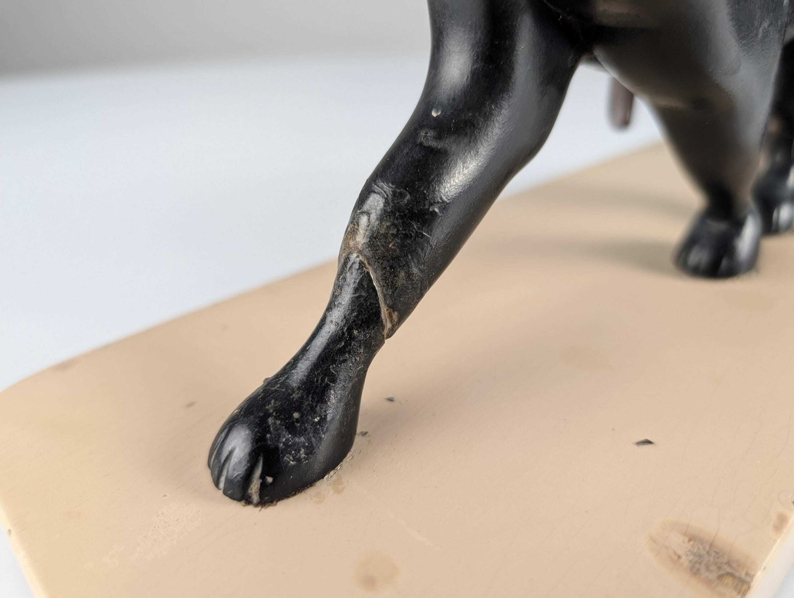 Ariadne And The Panther, Art Deco Sculpture In Wood And Brass 1920s photo vintage