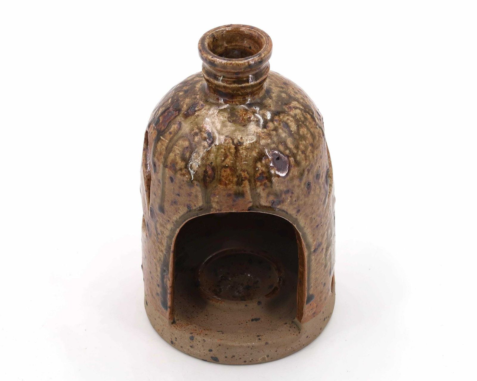 French Stoneware Ceramic Lantern Candle Holder, 1960s / Candleholder, Wabi Sabi Ceramic, Rustic Farmhouse, Boho Chic, Bohemian photo Home Decor