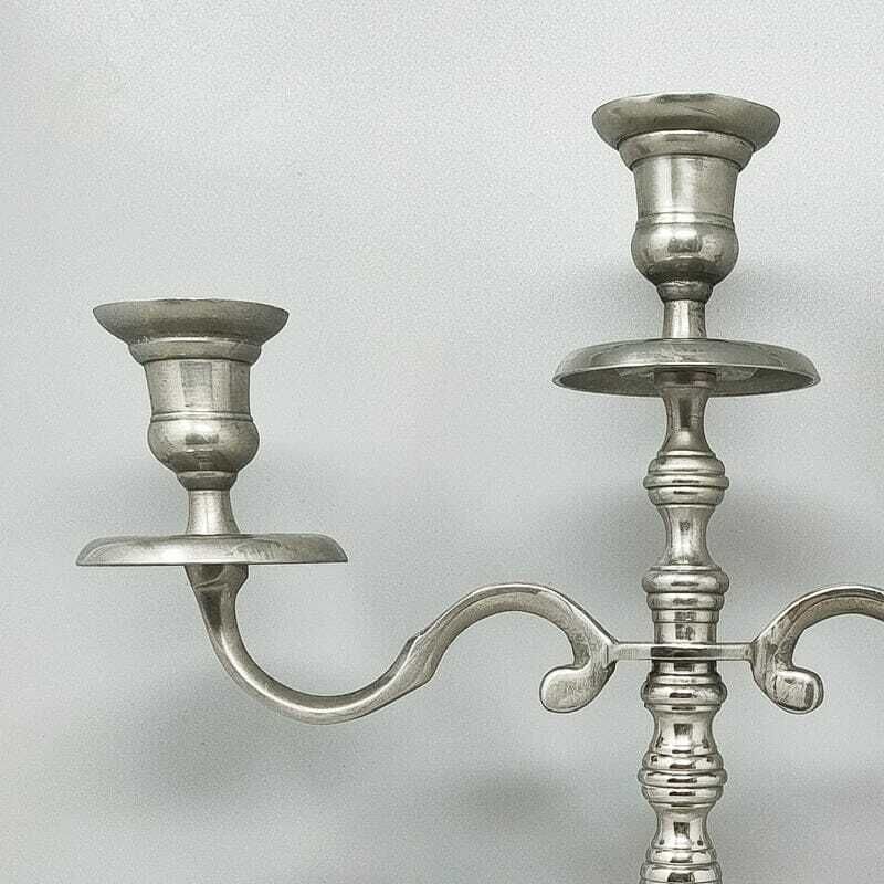 1950s Stunning Candelabra For Three Candles In Stainless Steel. Handmade. Made In Italy photo 283.0