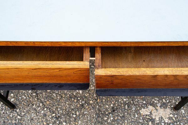 Italiaans Bureau Met Ijzeren Frame En Formica Houten Blad, Jaren 1960 photo for sale