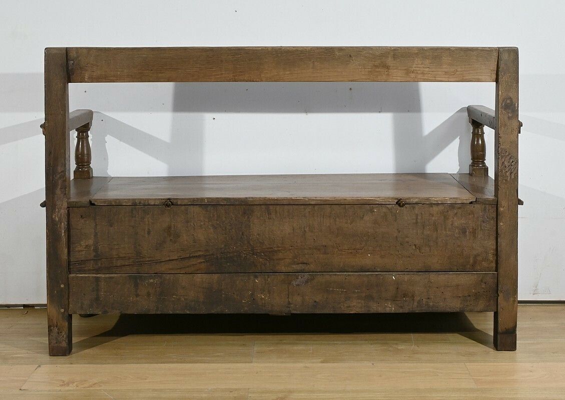photo buy Solid Oak Landing Chest Bench – 1920
