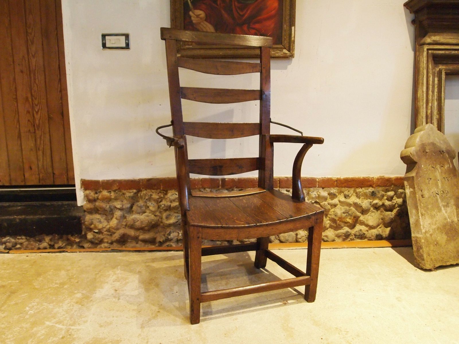 Chair Very Rare Reclining George III Oak & Elm C1790