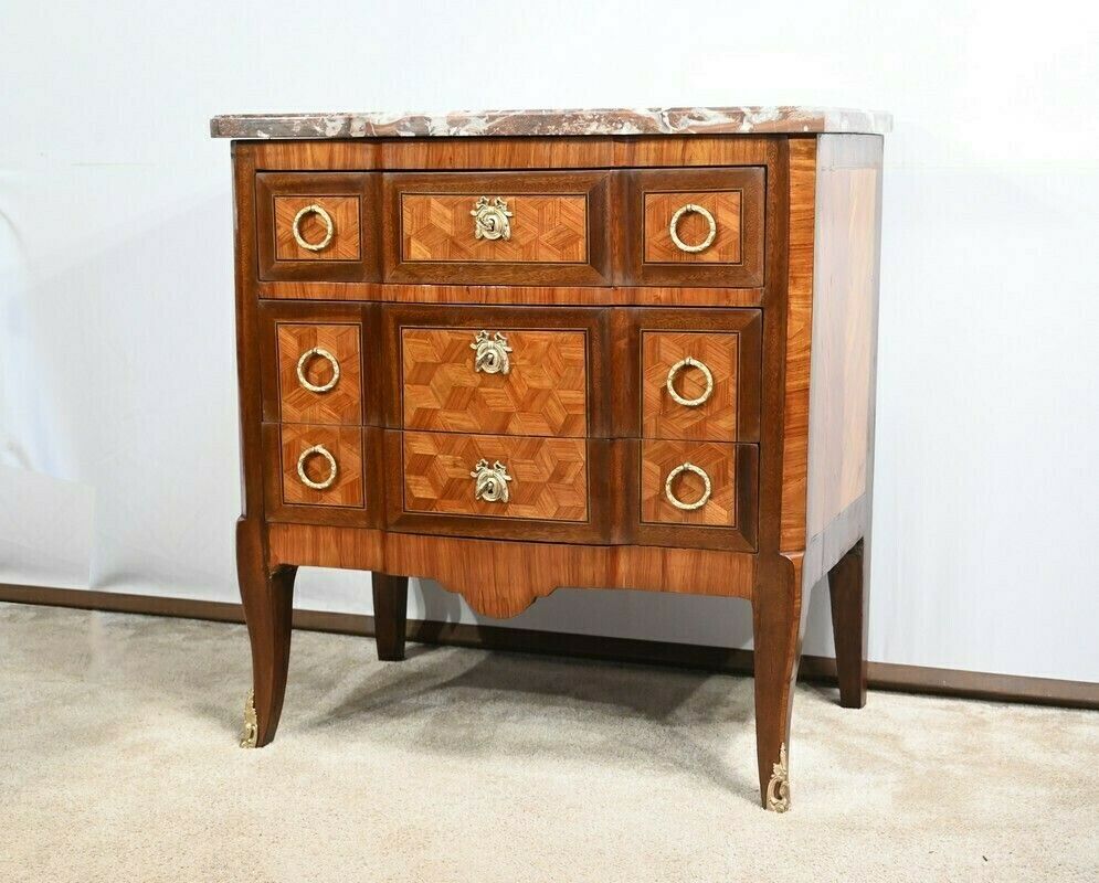 Small Chest Of Drawers In Rosewood And Mahogany  Louis XV Louis XVI Transition  2nd Part 19th Century photo Furniture
